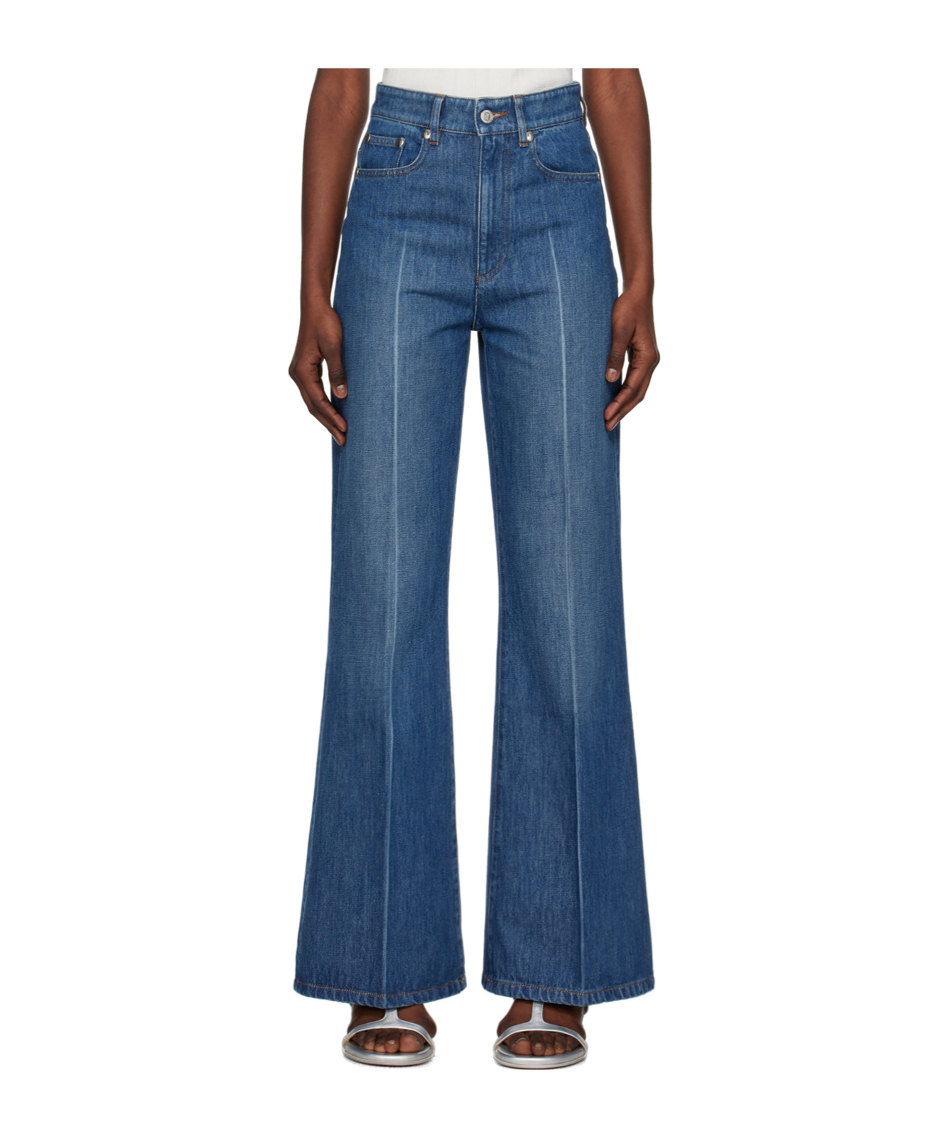 Apc Clienteau High-rise Wide-leg Jeans In Blue