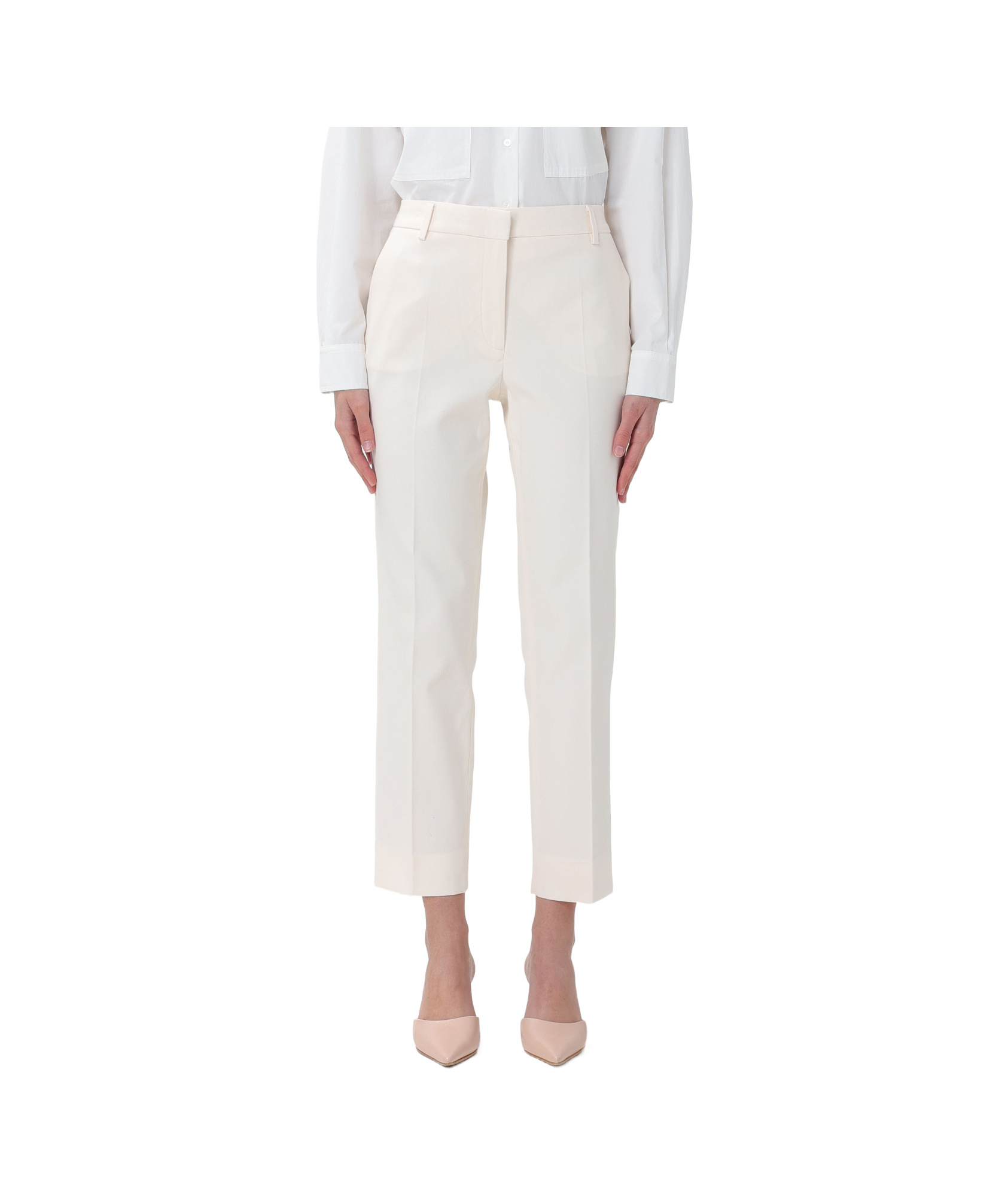 Weekend Max Mara Belt Ring Casual Pants In White