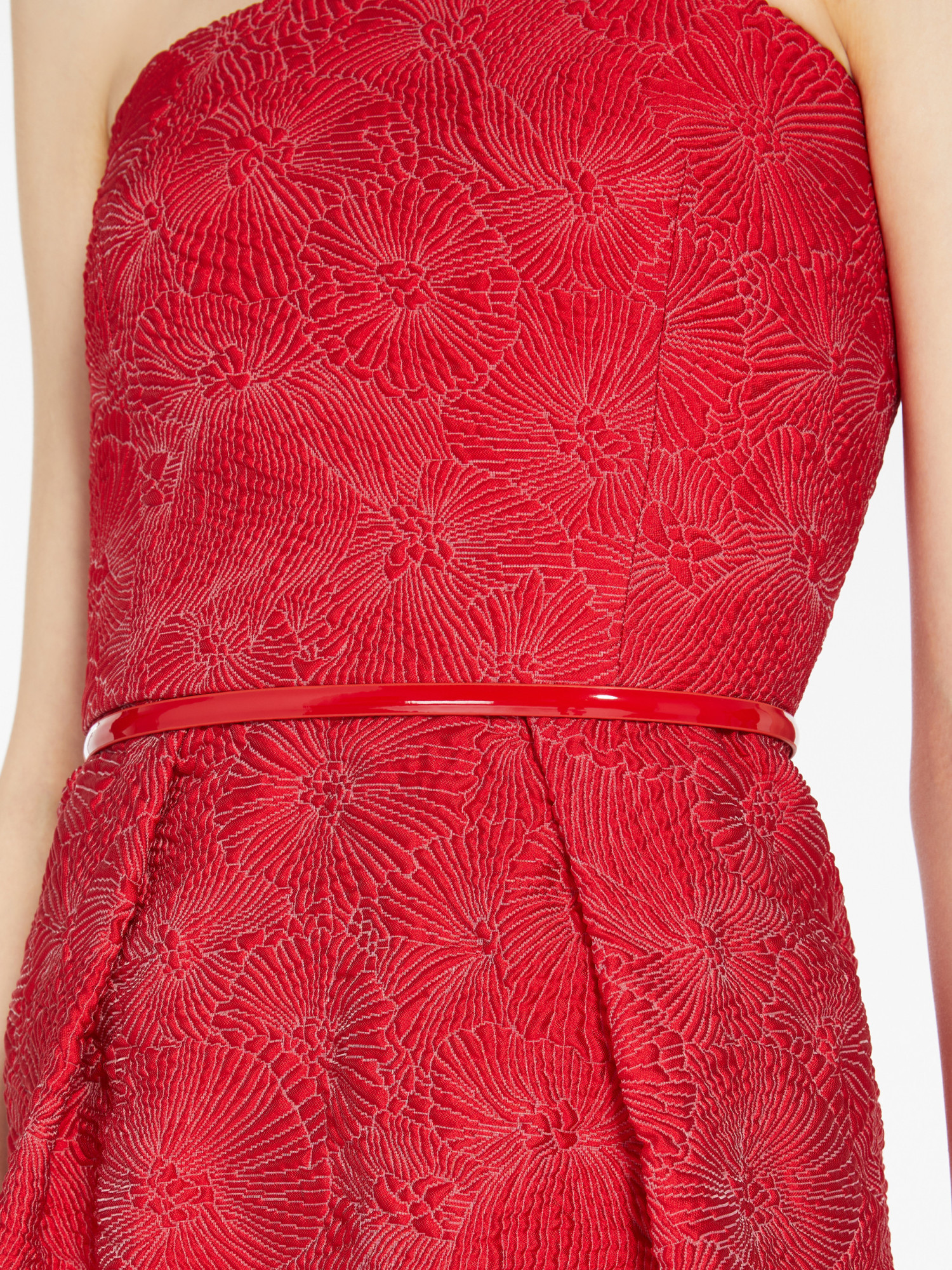 Max Mara Seersucker Corset Dress In Red