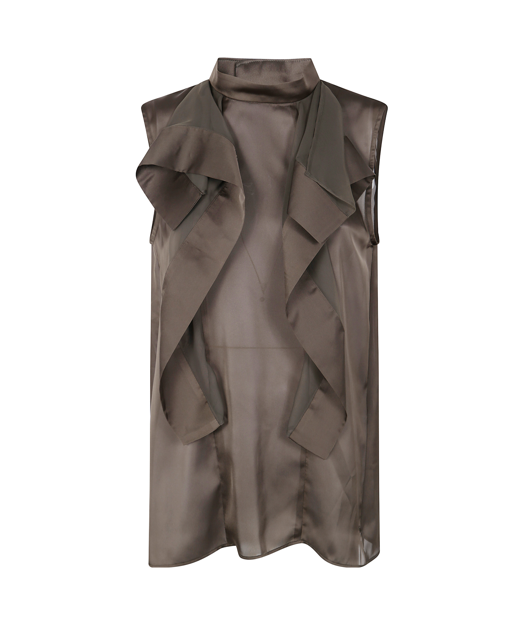 Sacai Asymmetrical Layered Satin Chiffon Tank Top In Gray