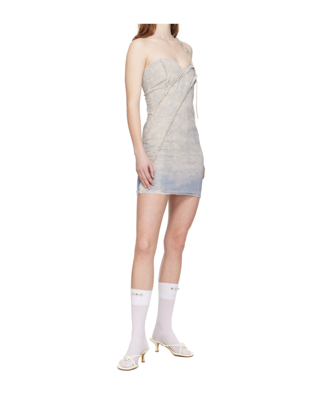 Jade Cropper Single-shoulder Minidress In Gray