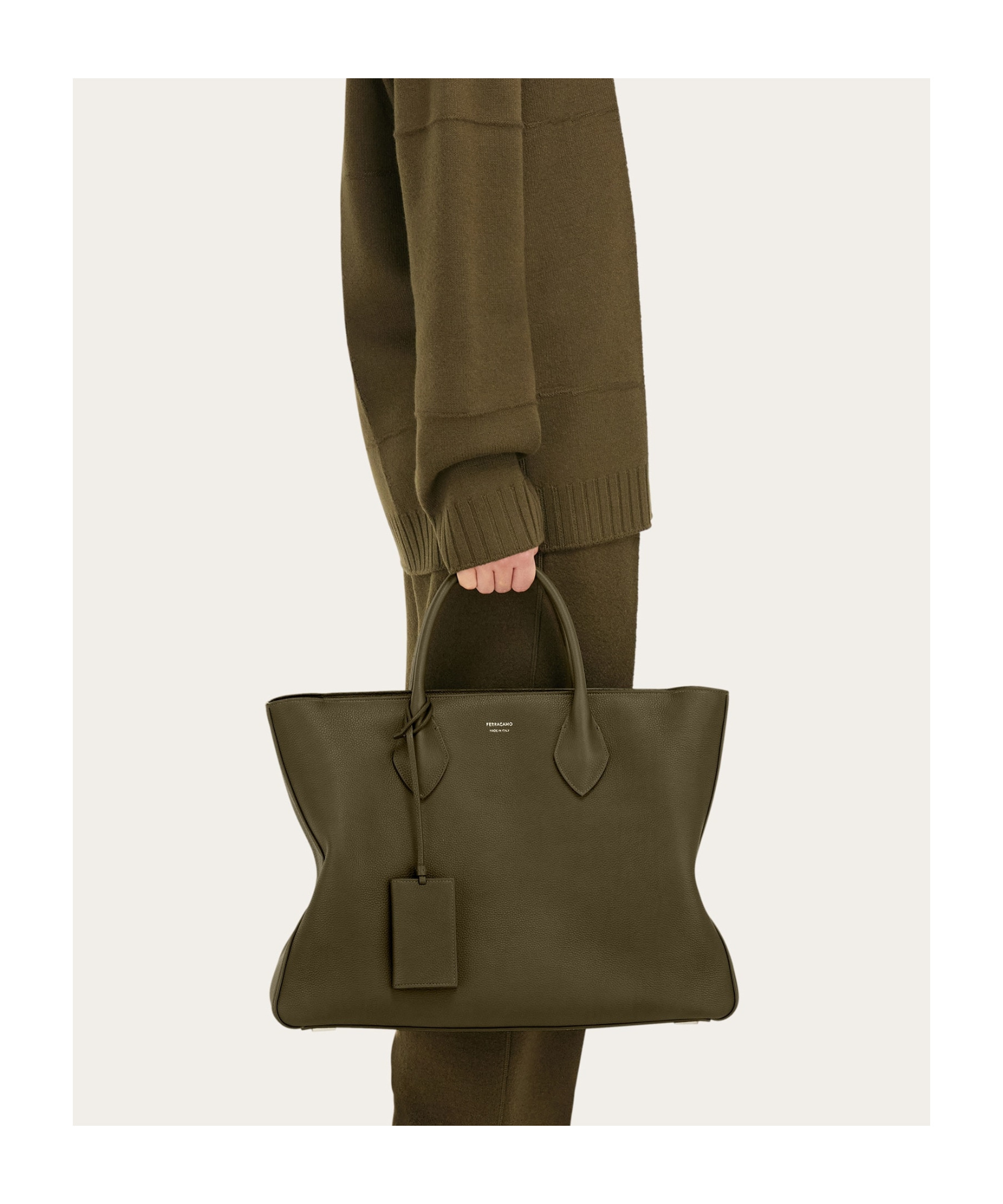 Ferragamo Brown Logo Large Tote