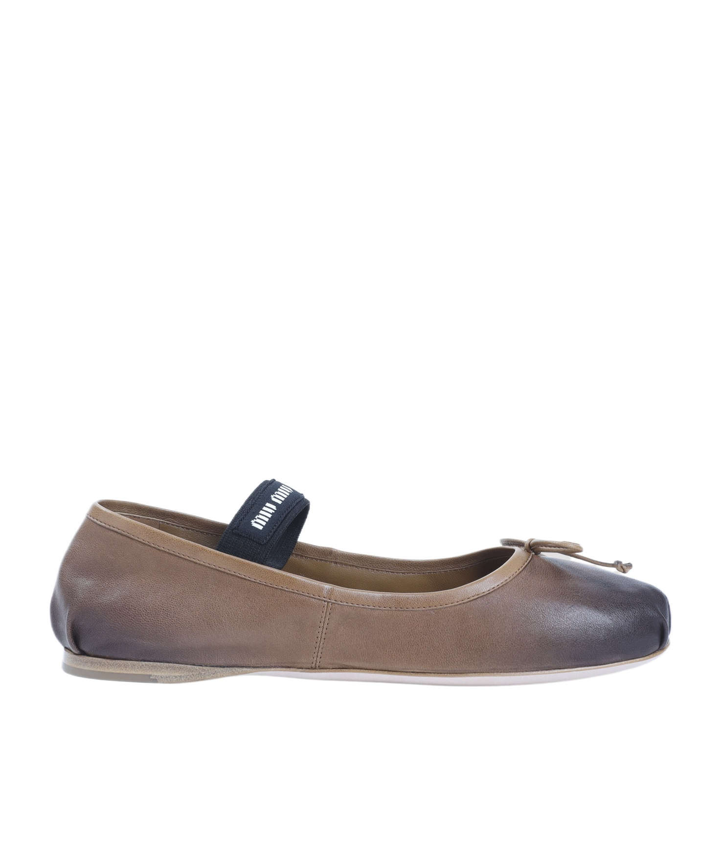 Miu Miu Round Toe Ballet Shoes In Brown