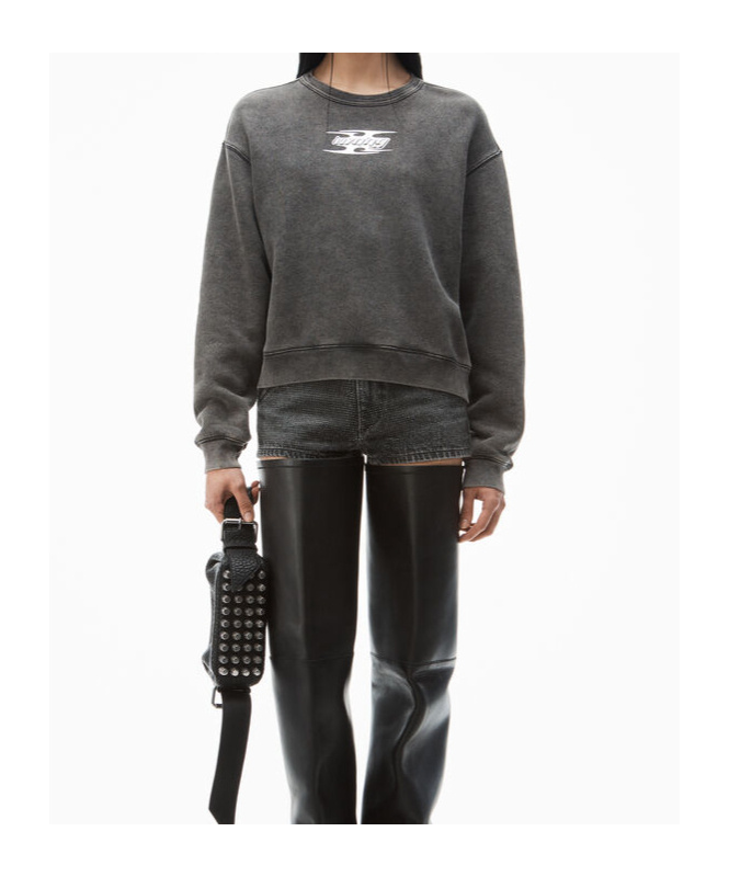 Alexander Wang Blade Logo-embossed Sweatshirt In Cotton Terry In Black