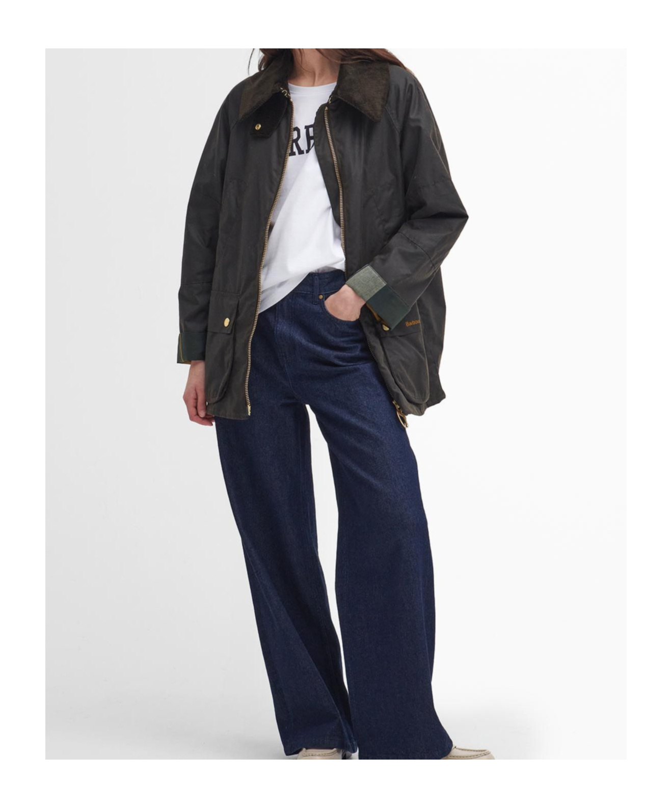 Barbour Allerstone Jacket Corduroy Collar In Black