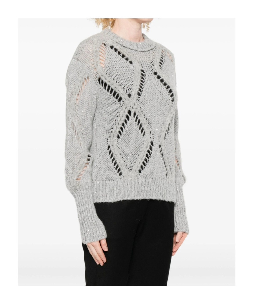 Antonelli Openwork Knit Sweater In Gray