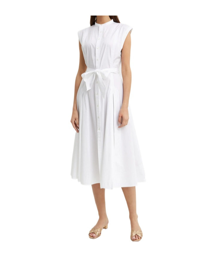 Polo Ralph Lauren Belted Cotton Sleeveless A-line Dress In White