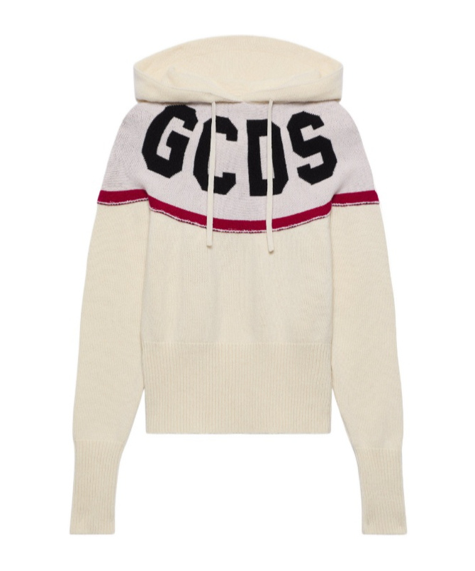 Gcds Cropped Hoodie With Logo And Hood In Metallic