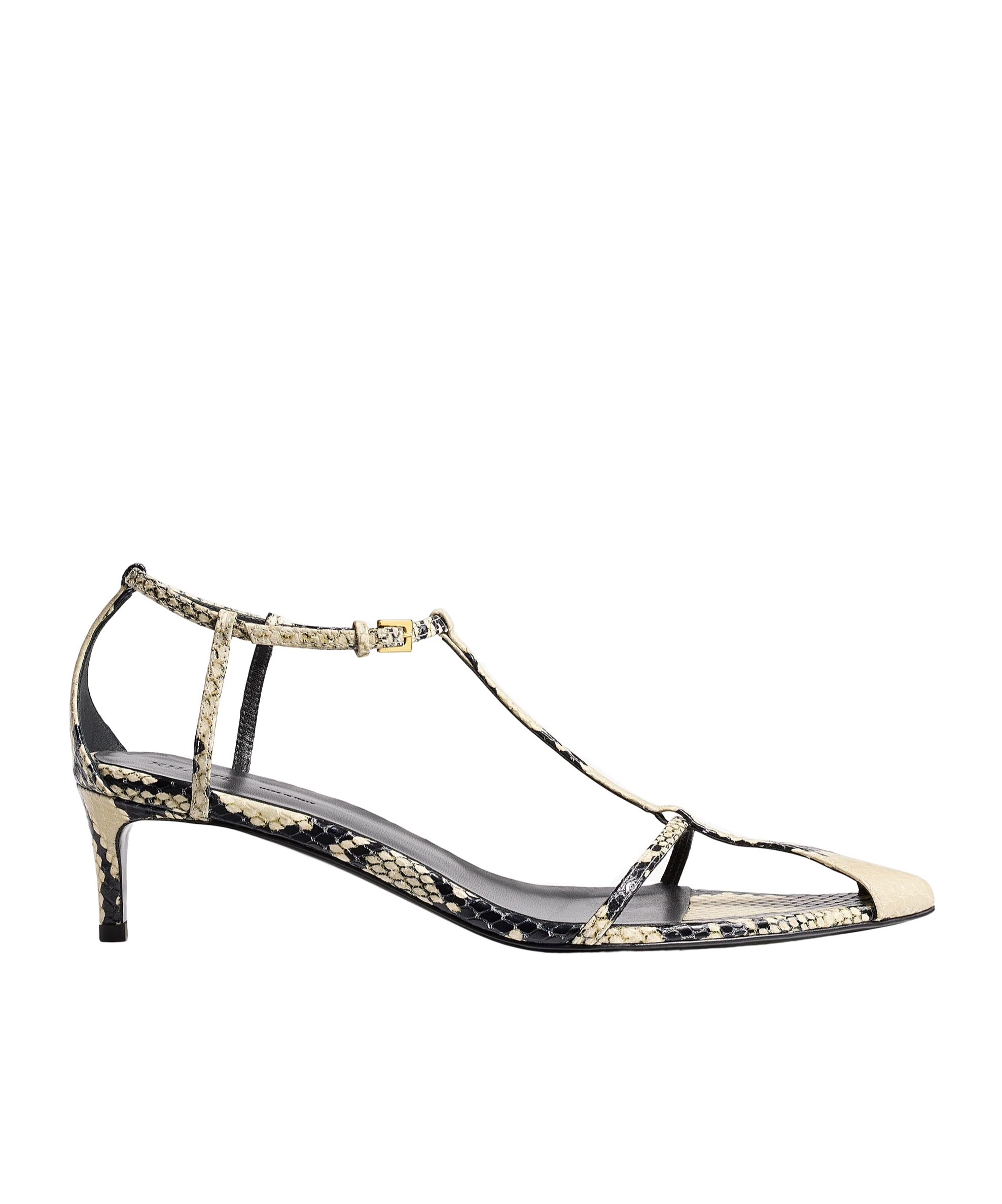 Khaite Python-embossed Leather T-strap Sandals In Black