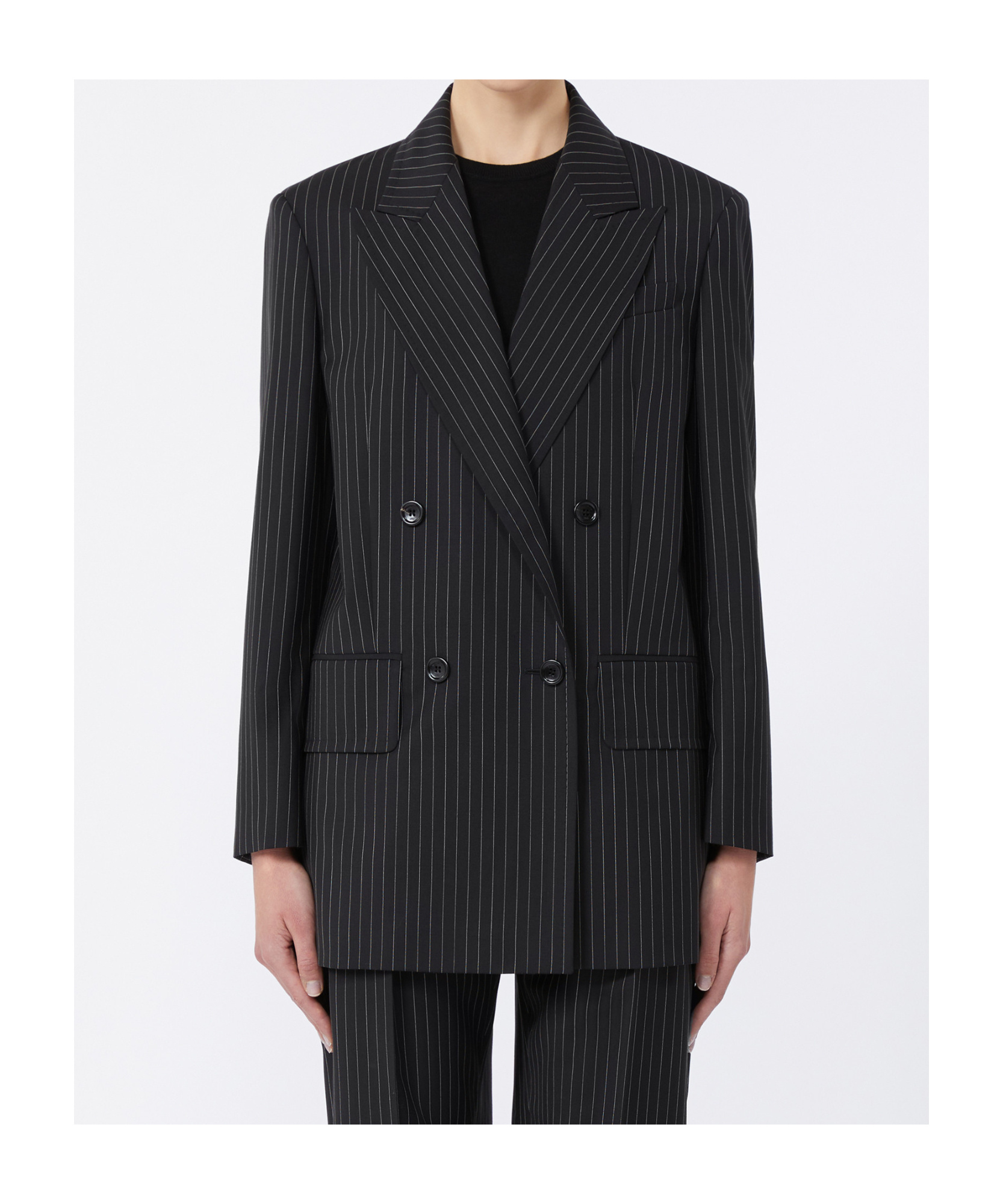 Max Mara Double-breasted Pinstripe Wool Blazer