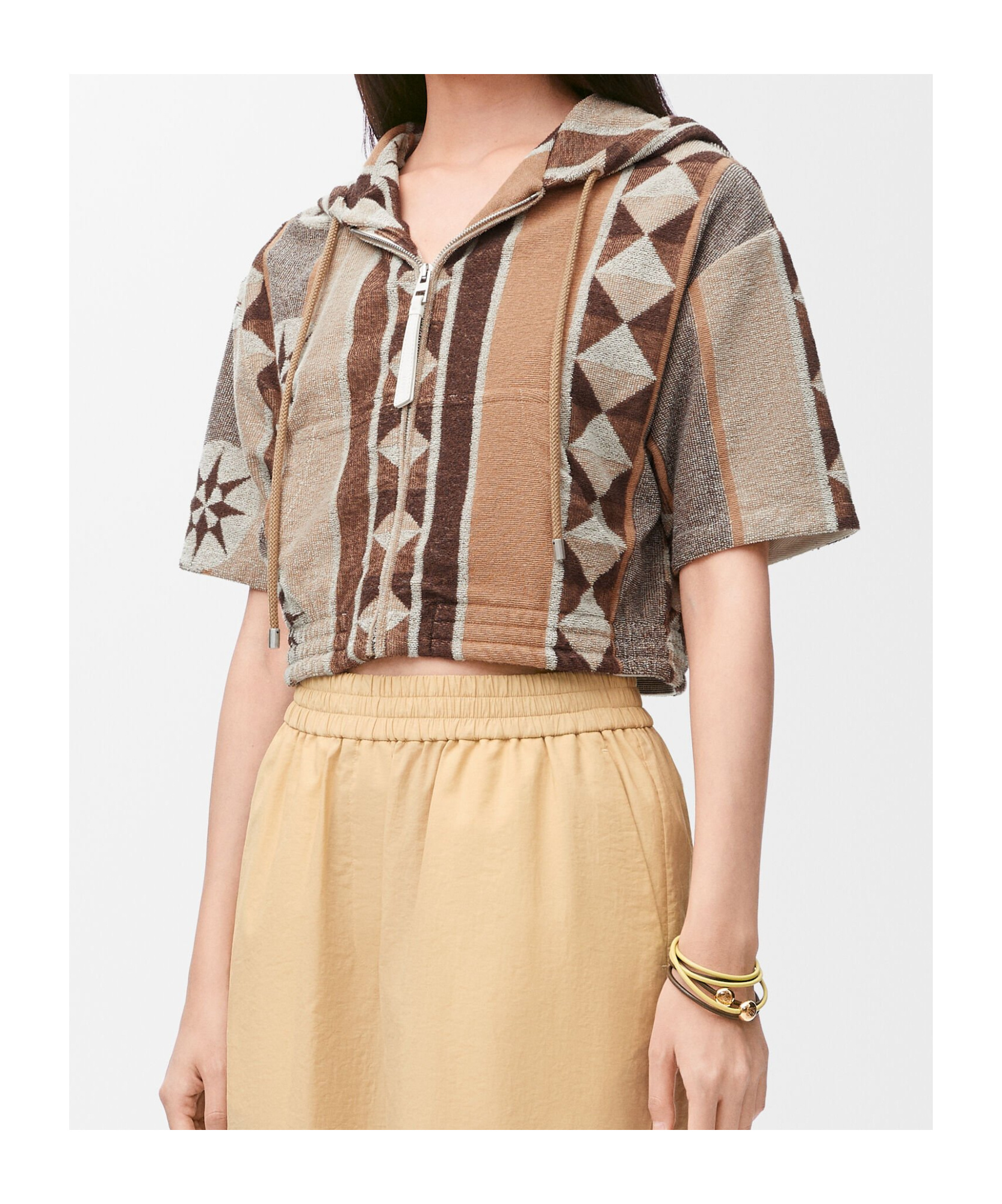 Loewe Hoodie In Terry Cotton Jacquard In Beige/multicolor