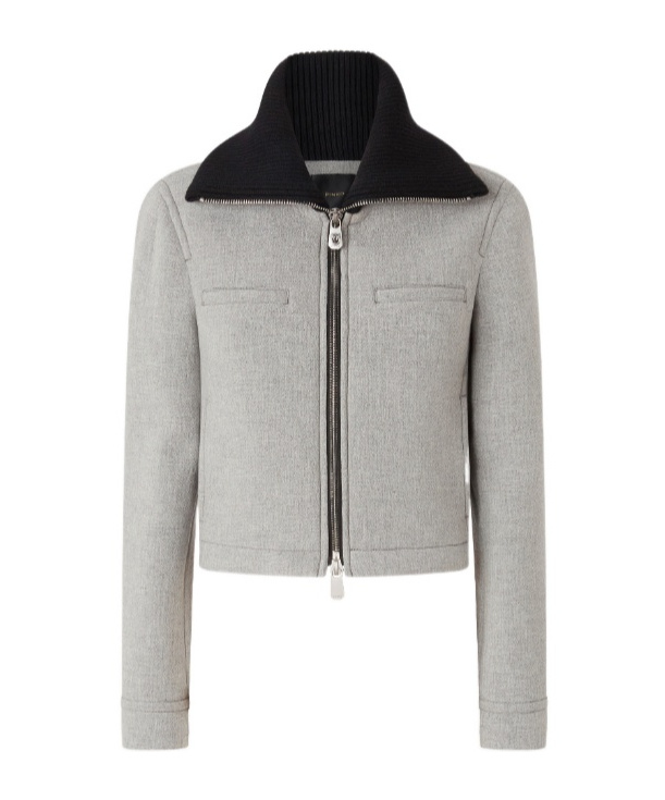 Pinko Slim-fit Jacket With Knit Collar In Multi