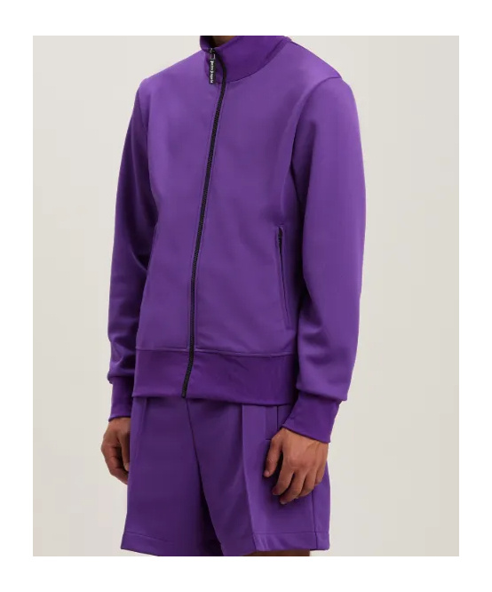 Shop Palm Angels Curved Logo Printed Track Jacket In Purple