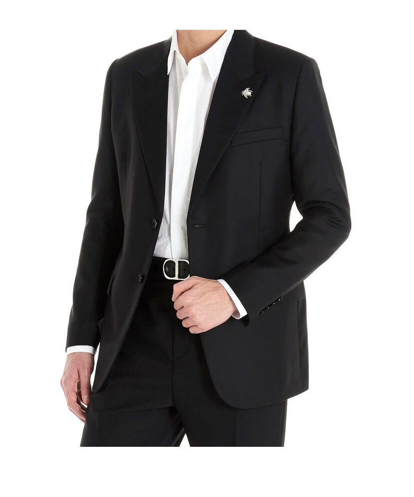 Dior Bee-decorated Suit Coat In Black