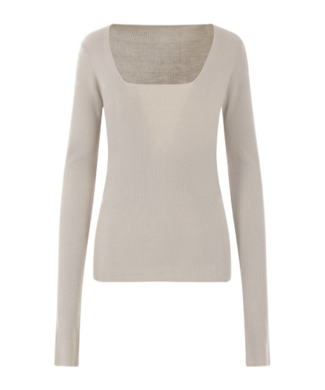 Shop Quira Long-sleeved Pullover Sweater In Nude