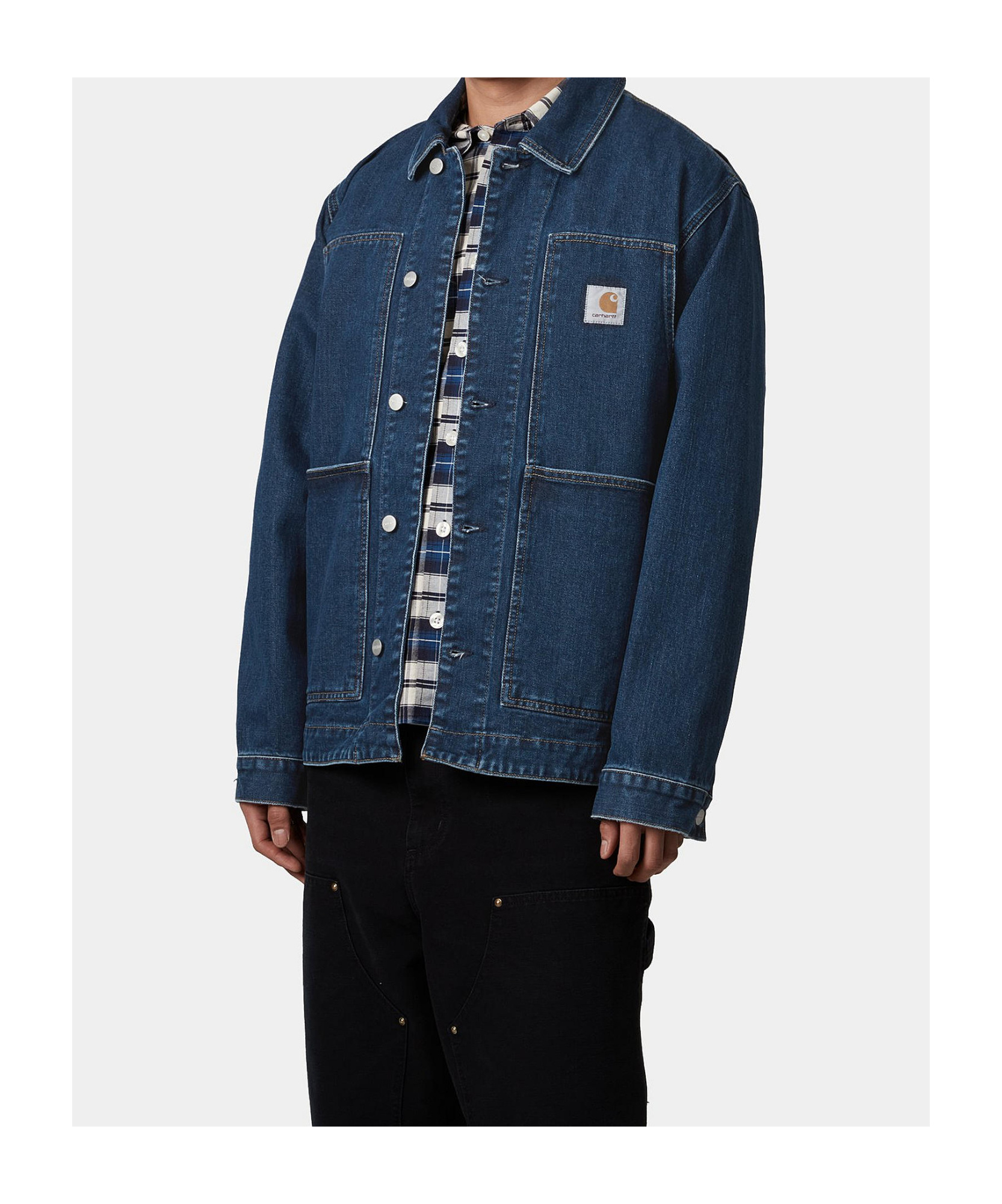 Carhartt Logo Double Front Denim Jacket In Blue