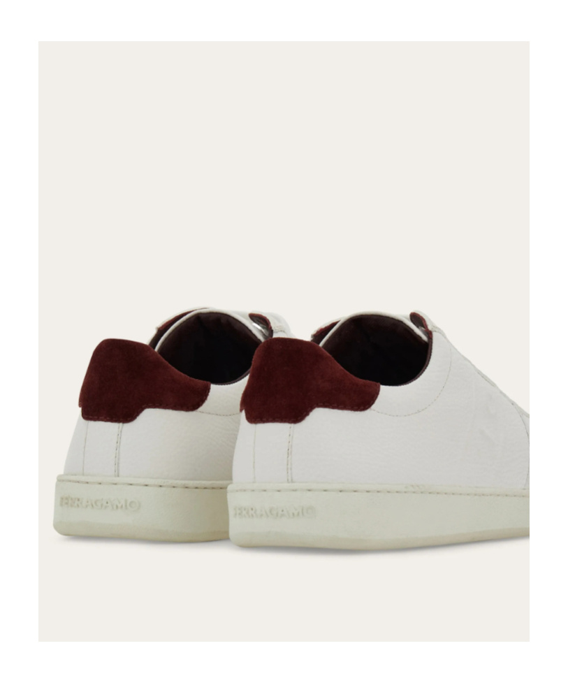 Ferragamo Men White Leather Adam Low-top Sneakers In White