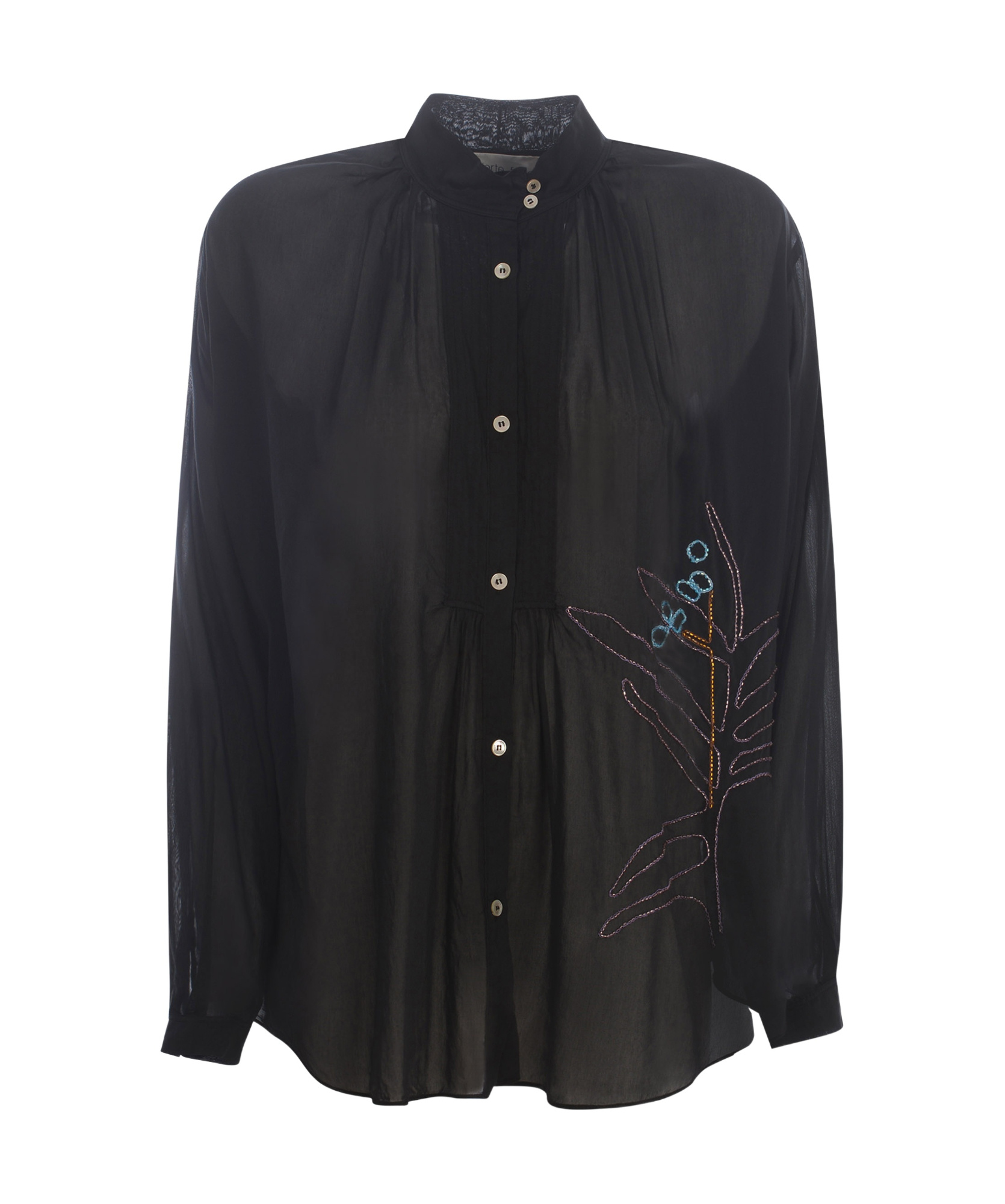 Forte Forte Motif Embroidered Buttoned Shirt In Black