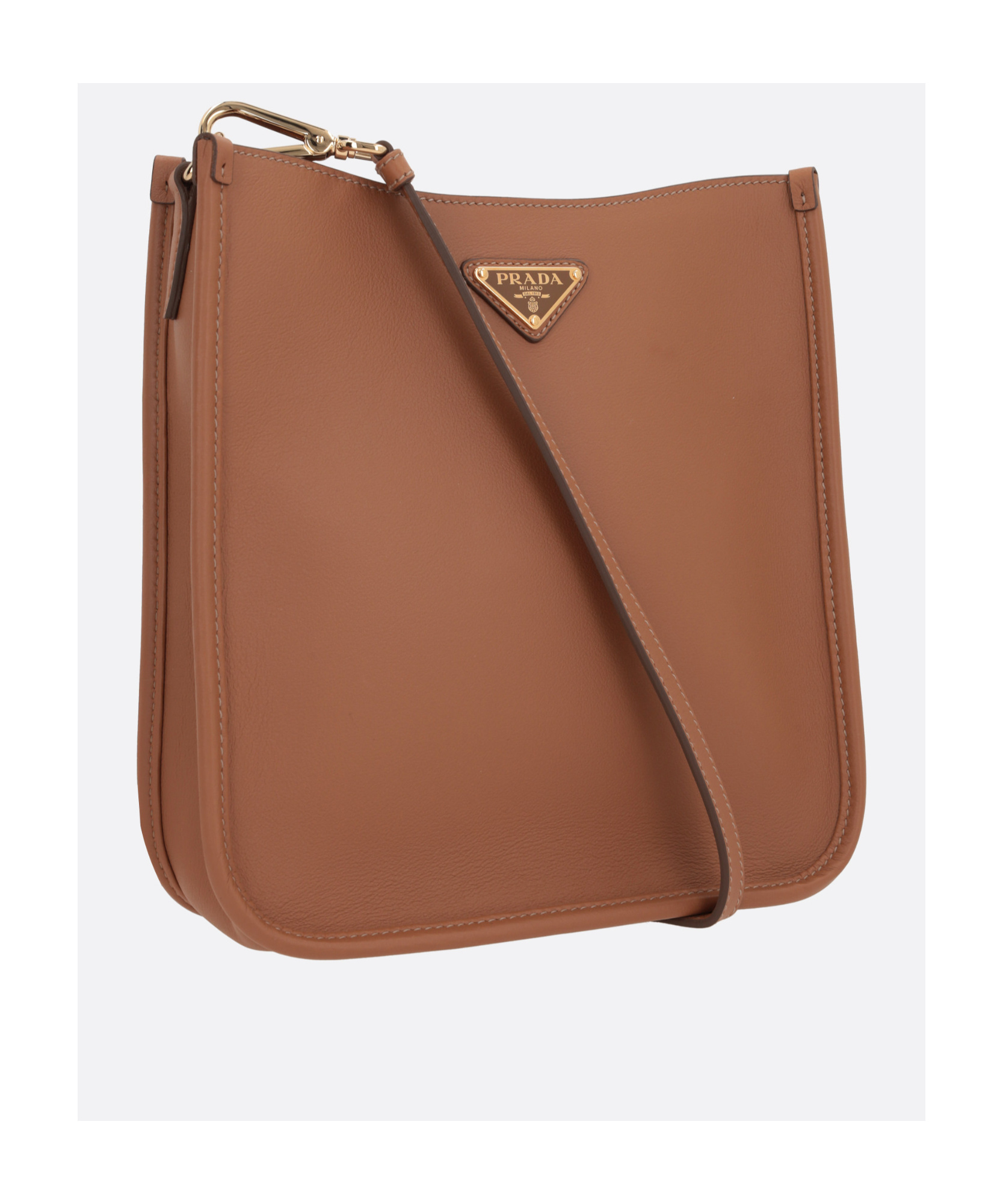 Shop Prada Triangle-logo Cross Body Bag In Brown