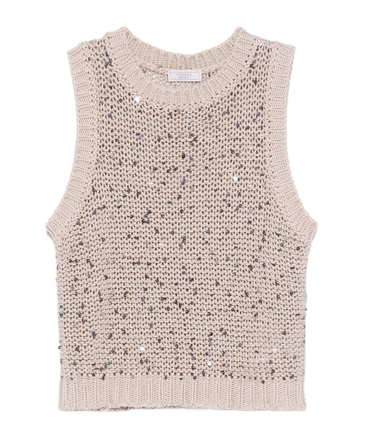 Shop Peserico Knitted Tank Top In Almond Beige