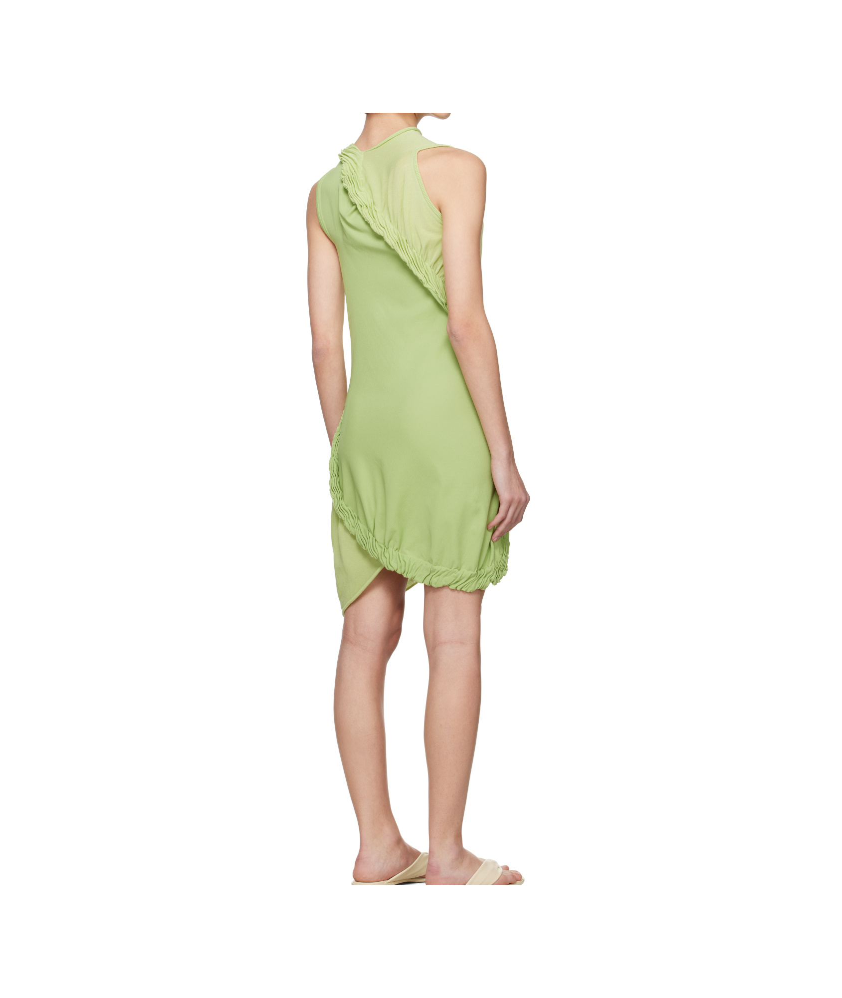 Issey Miyake Green Beanstalk Minidress In Green