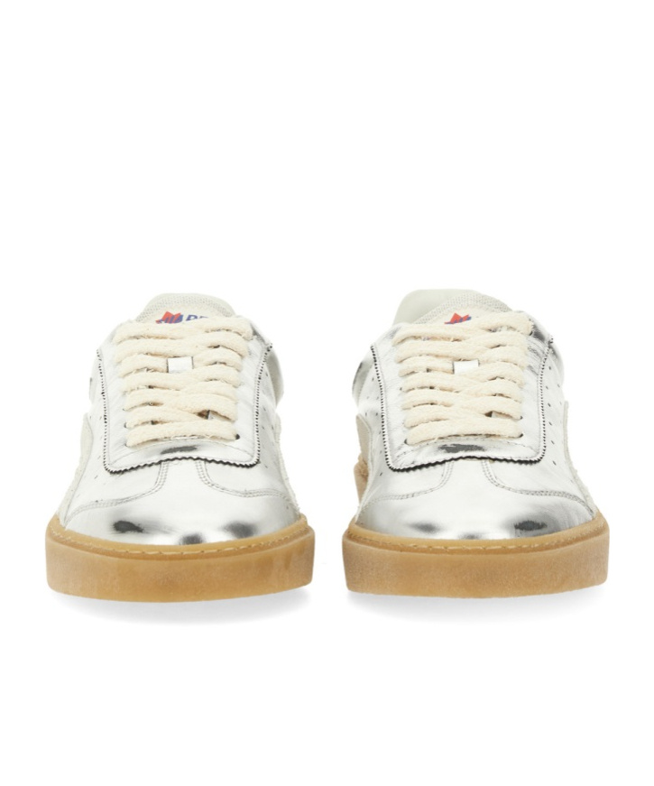 Dsquared2 Rider Metallic Leather Sneakers In White