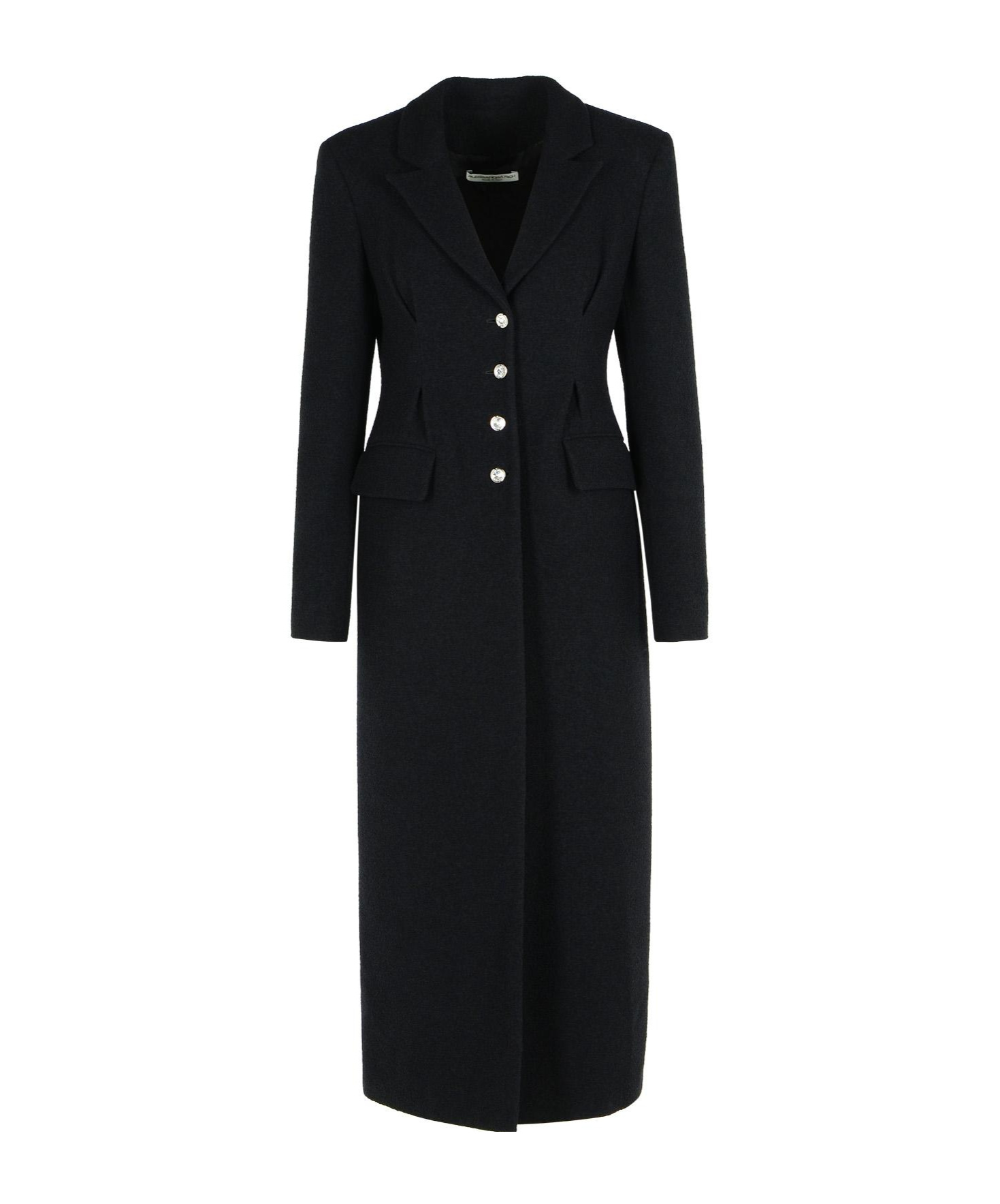 Alessandra Rich Wool Blend Coat Button Detailing In Black