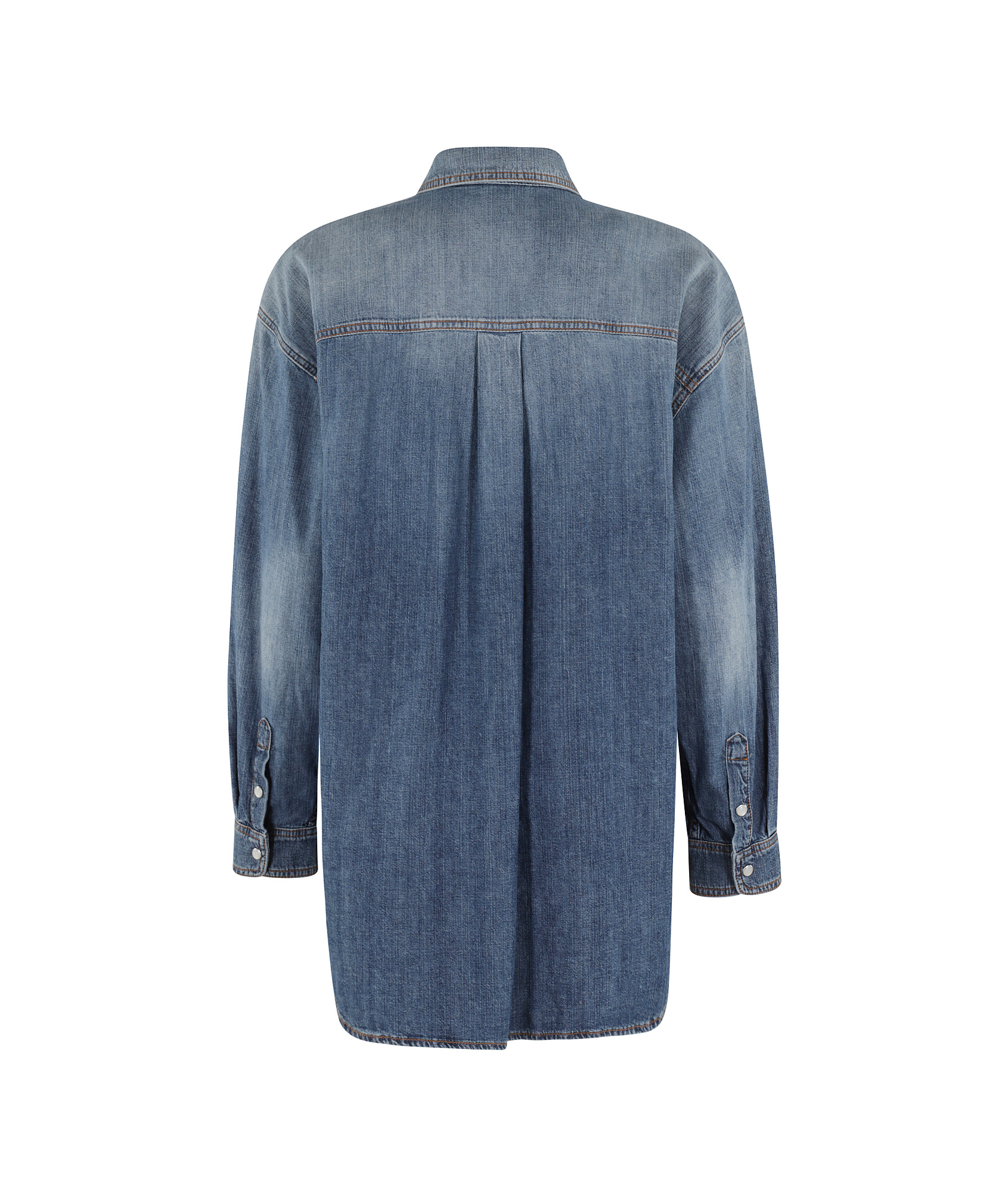 Shop Semicouture Long Sleeve Denim Shirt In Blue