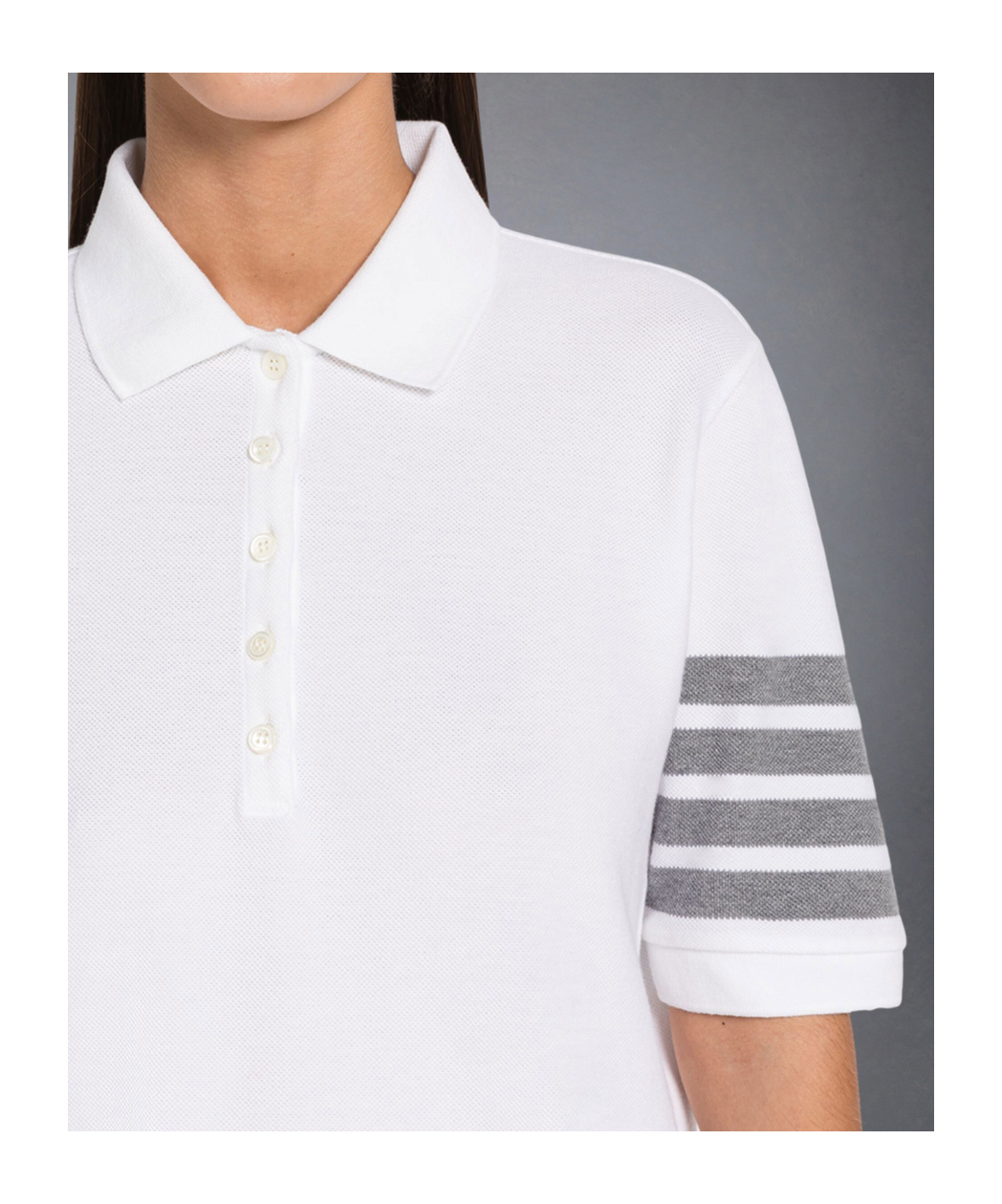 Thom Browne Hector 4-bar Short-sleeved Polo Shirt In White