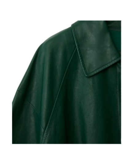 Burberry Women's Leather Single-breasted Overcoat In Green