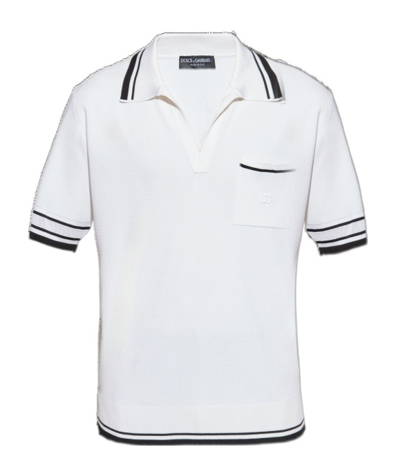 Dolce & Gabbana Striped-trim Polo-neck Top In Multi