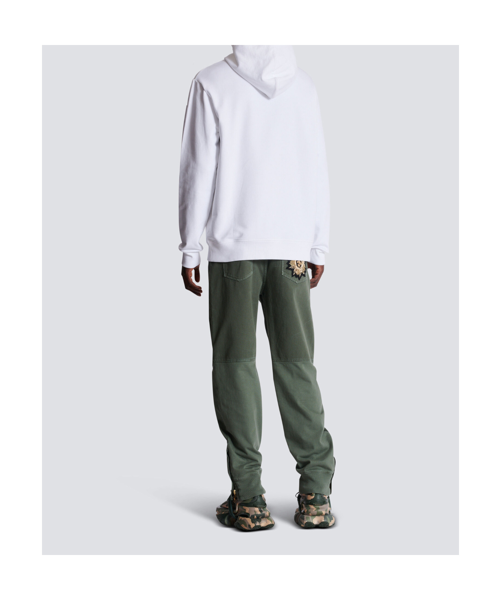 Balmain Cotton Sweatshirt With Adjustable Drawstring Hood And Iconic Embroidery In White
