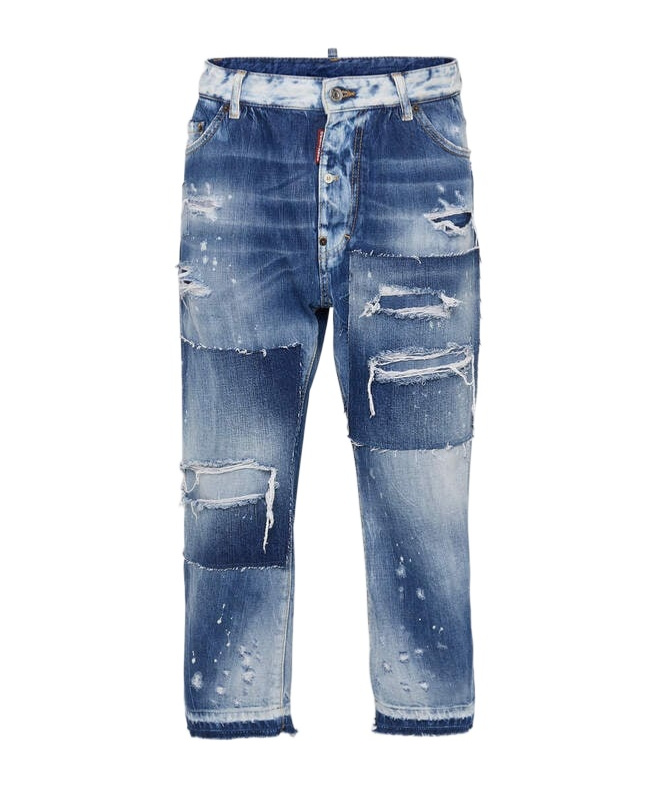 Shop Dsquared2 Broken And Water-washed Jeans In Blue
