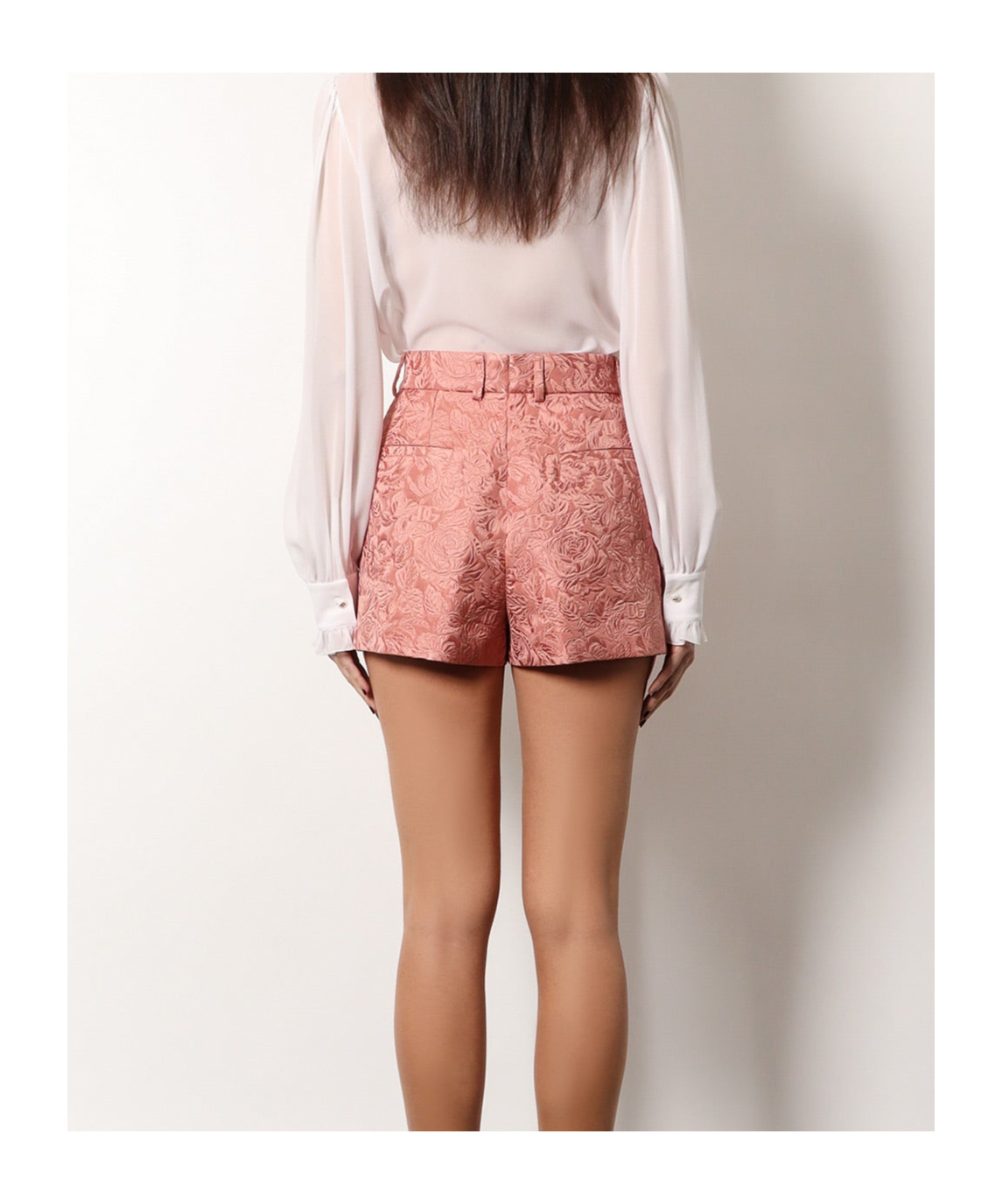 Dolce & Gabbana Embossed Embroidery Cotton Silk Blend Shorts In Pink