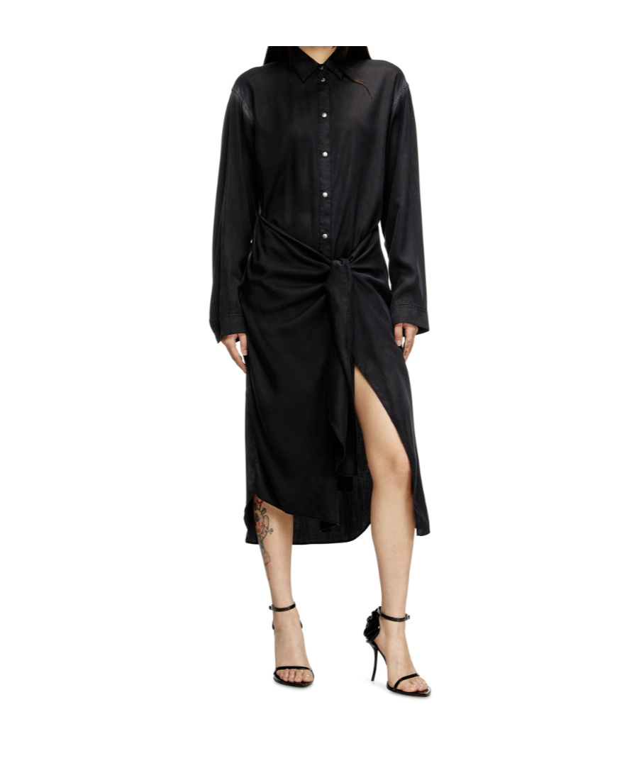 Diesel Long Sleeve Dress In Black