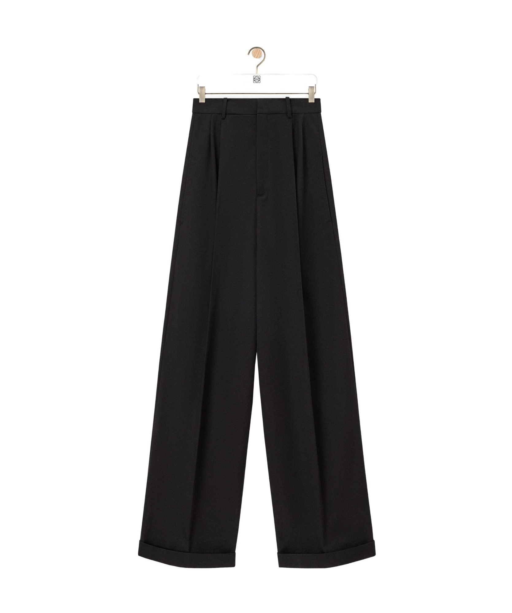 Shop Loewe Pleated Trousers In Cotton And Silk In Black