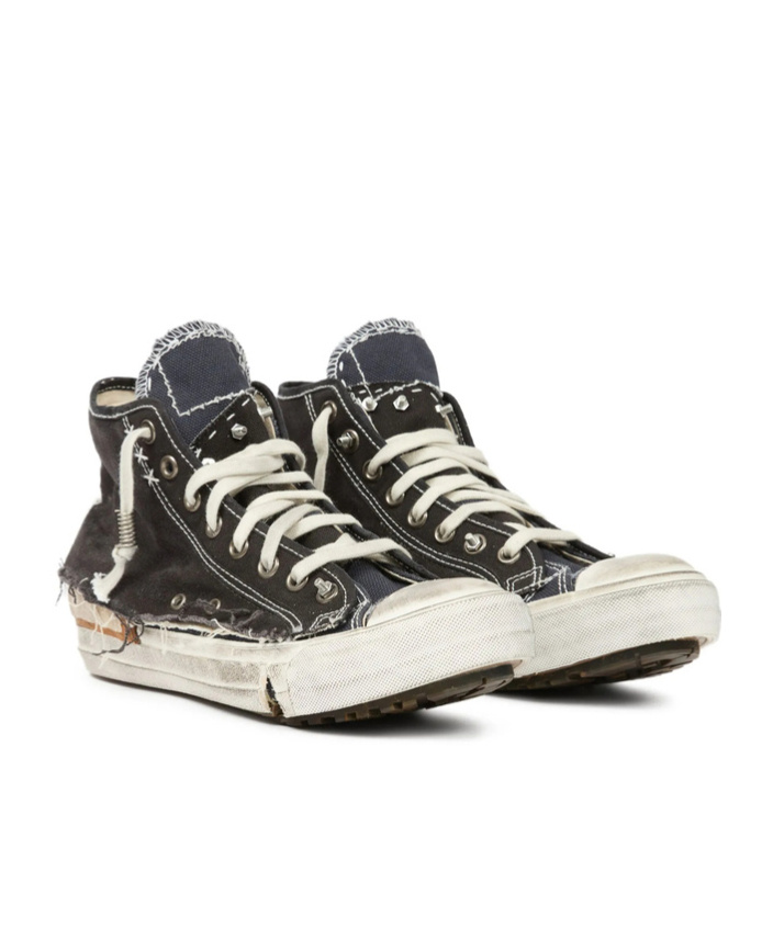 Maison Margiela High-top Sneakers With A Worn-look Finish In Black