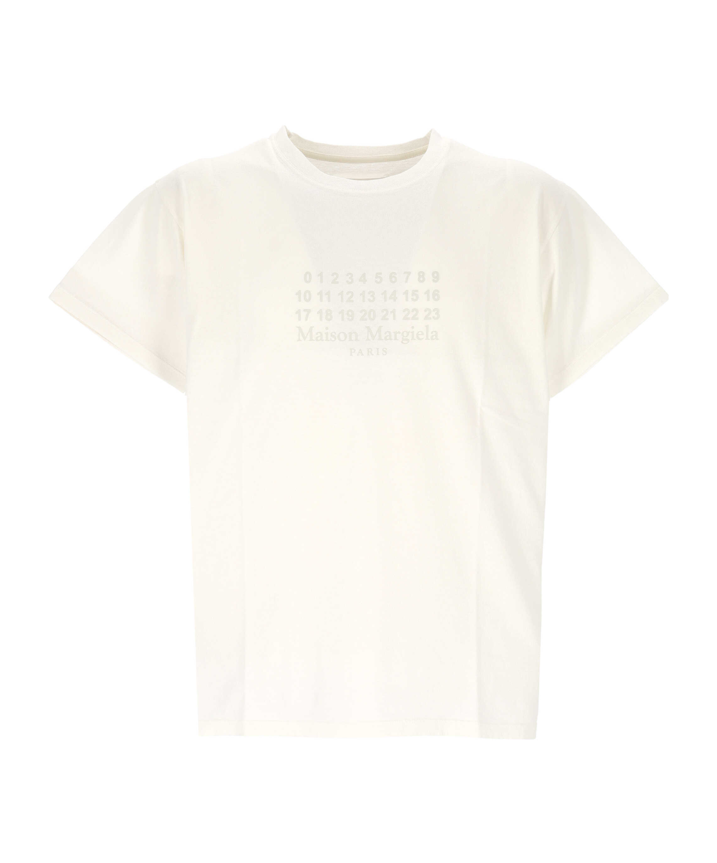 Maison Margiela Logo Printed Crewneck T-shirt In White