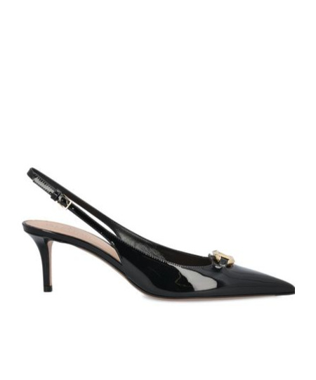 Valentino Slingback Vlogo The Bold Edition Black Calfskin Pumps In Black