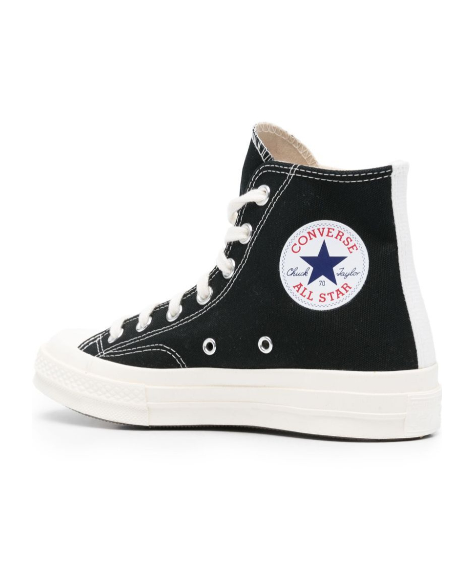 Comme Des Garçons High-top Sneakers With Classic Canvas Upper And Iconic Heart Detail In White