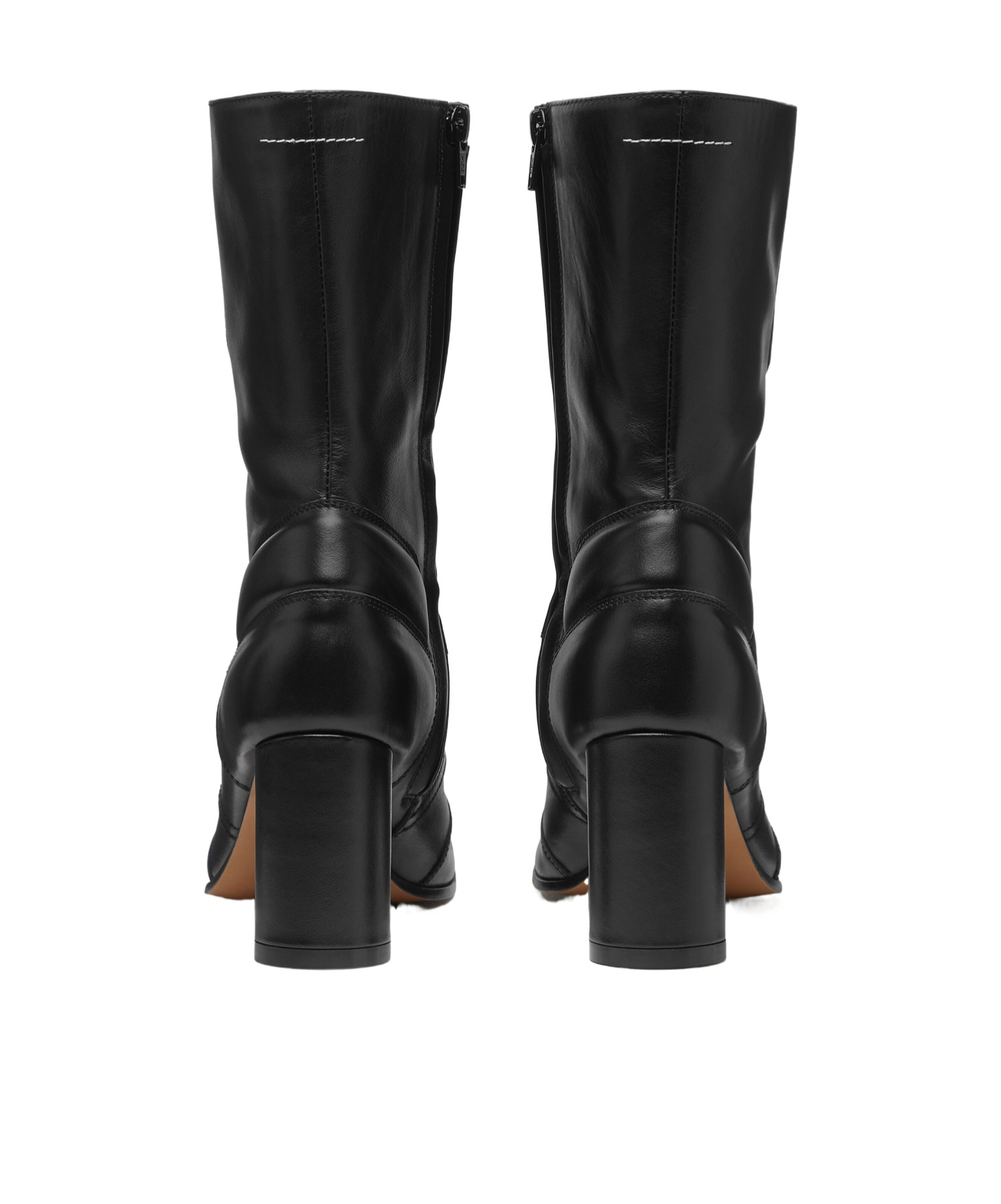 Mm6 Maison Margiela Leather Ankle Boots In Black
