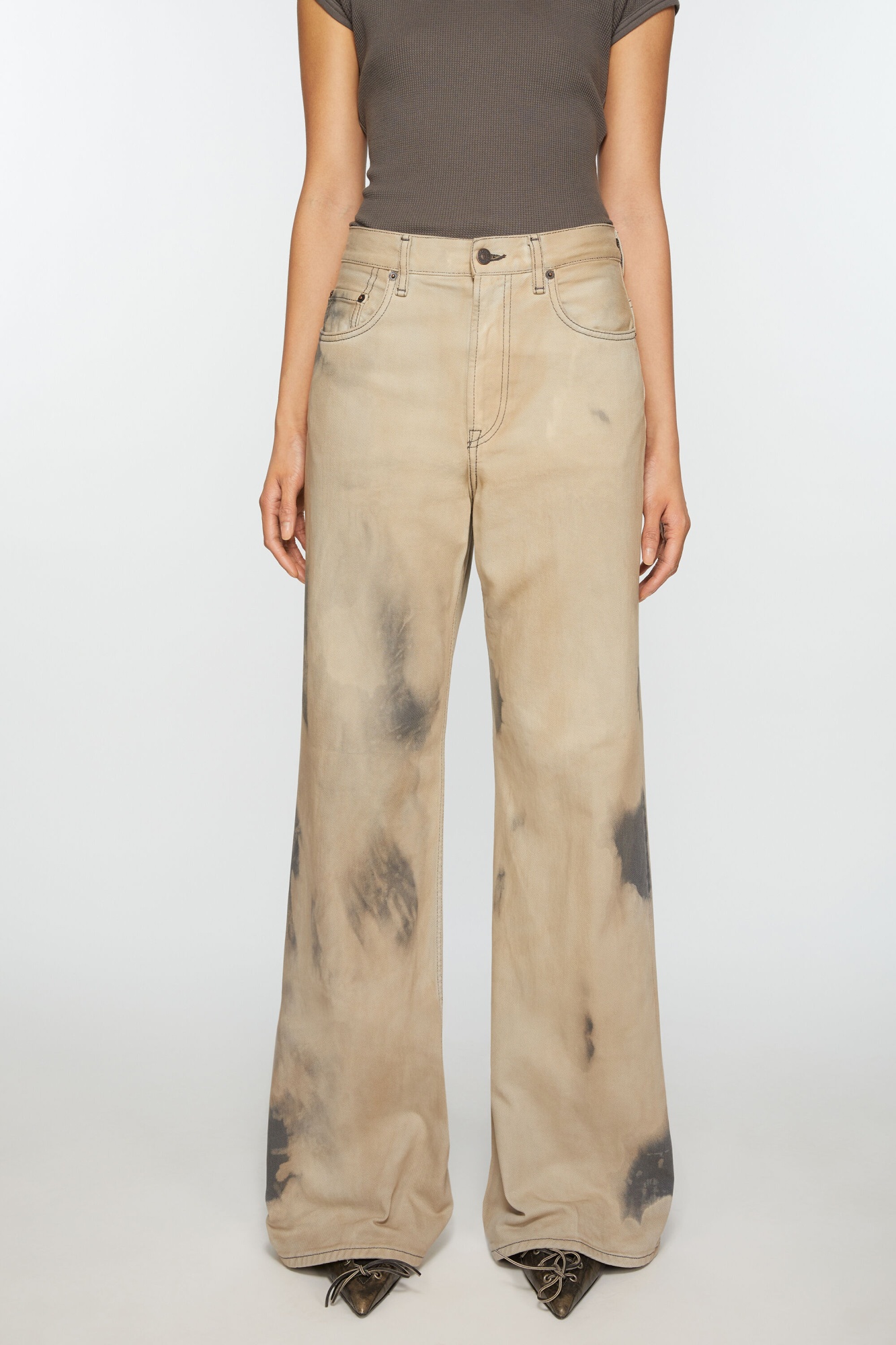 Acne Studios Bleached-effect Wide-leg Jeans In Nude