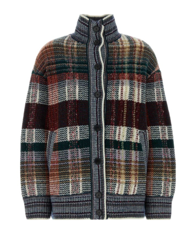 Missoni Embroidered Wool Blend Oversize Cardigan In Black