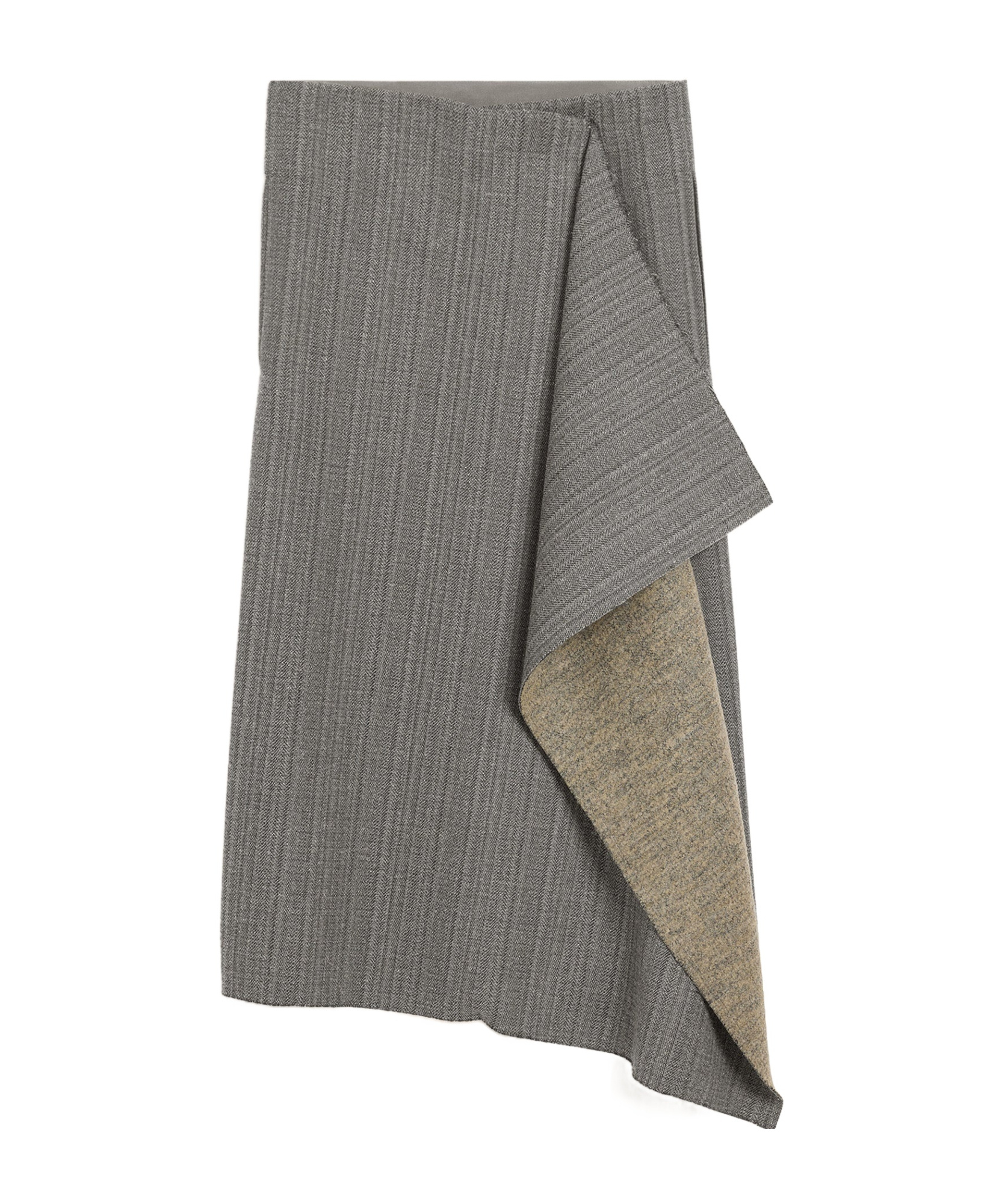 Ami Alexandre Mattiussi Wool Herringbone Midi Wrap Skirt In Gray