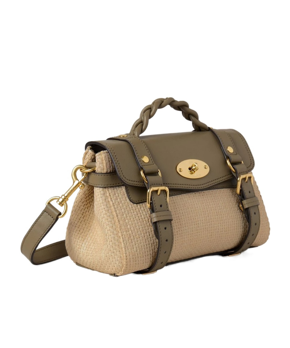Mulberry Mini Raffia And Leather Alexa Satchel