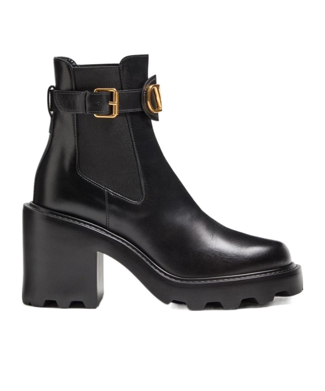 Valentino Garavani Vlogo Signature Calfskin Beatle 90mm Woman Black 42 In Black