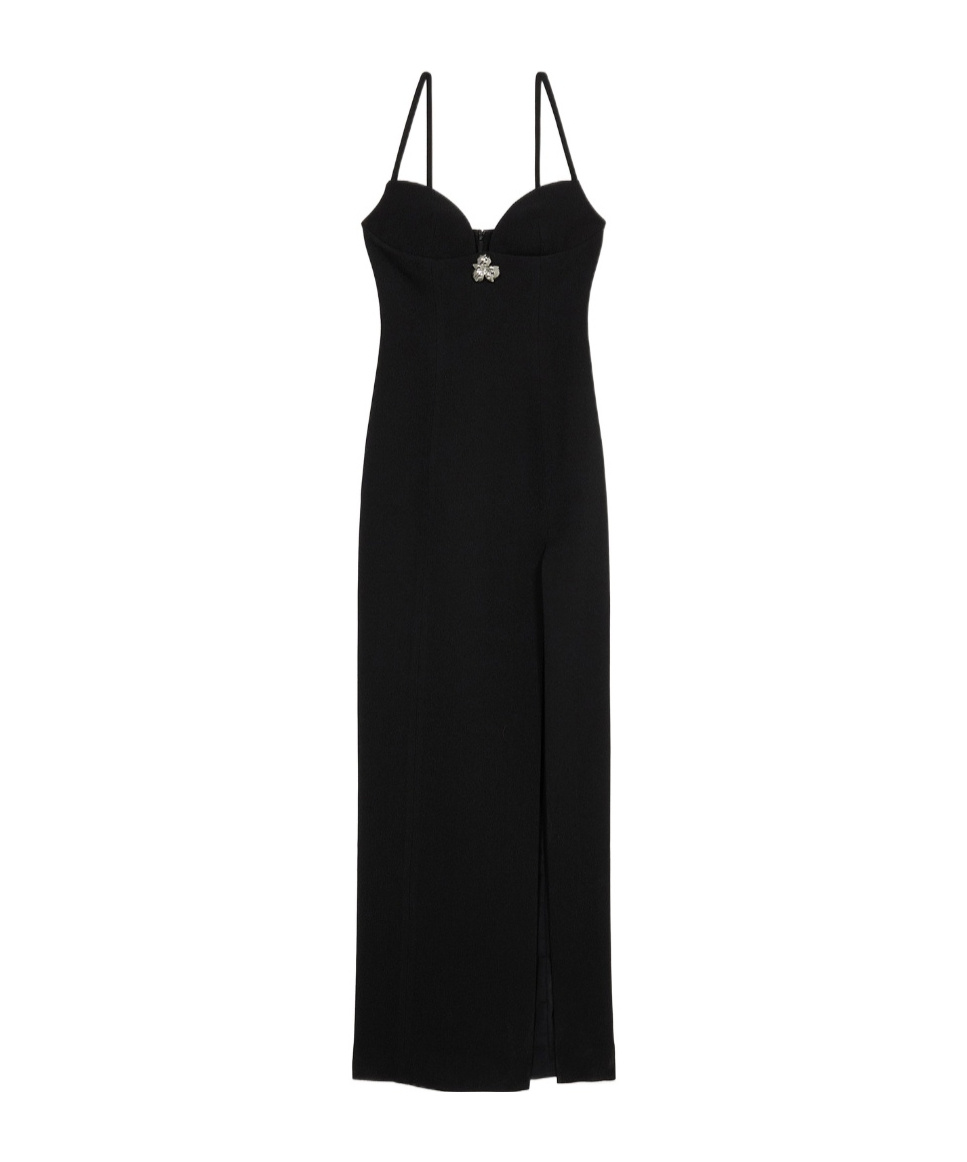 Blumarine Crystal-embellished Maxi Dress In Black