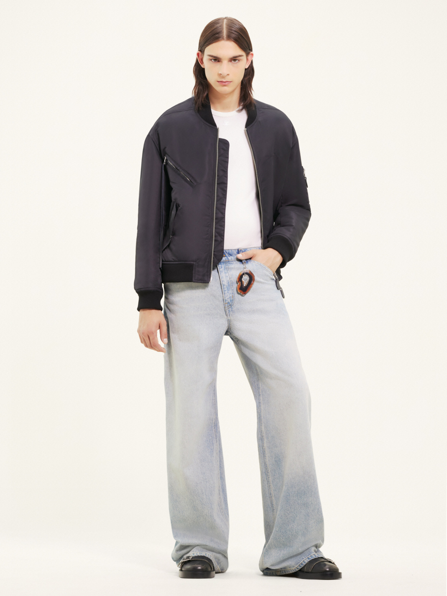 Courrèges Logo-embroidered Bomber Jacket In Black