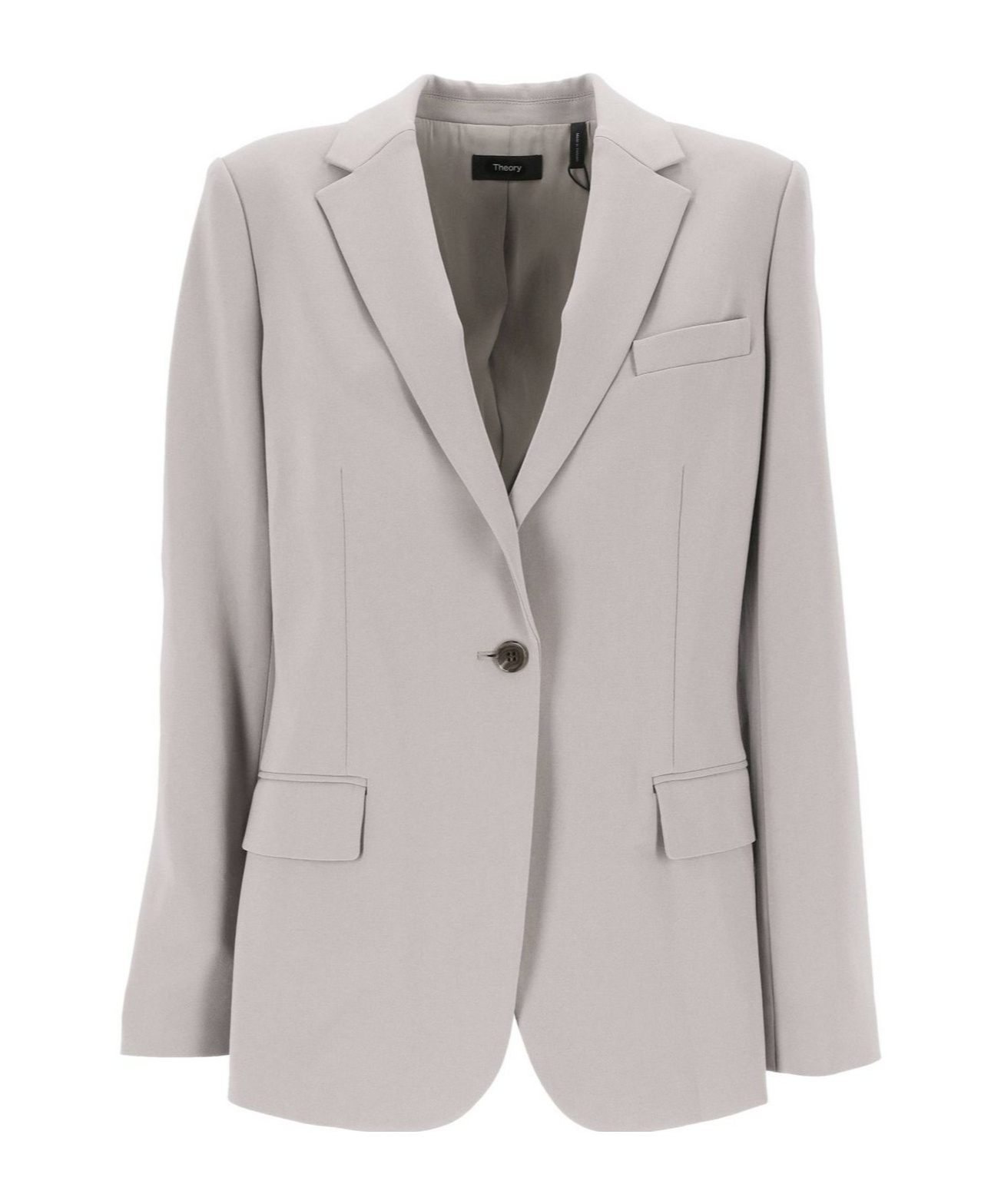 Theory Admiral Crepe One-button Staple Blazer In Gray