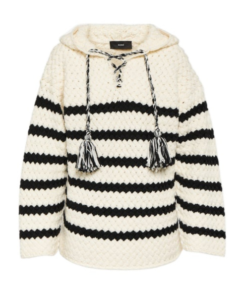Alanui Striped Knit Hoodie In White
